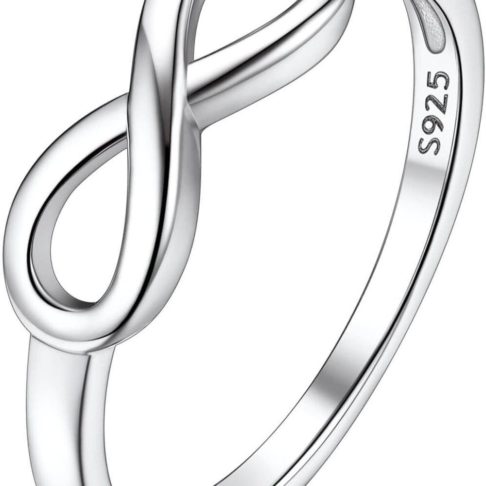 925 Sterling Silver Ring Simple Infinity Knot Wed… - image 1